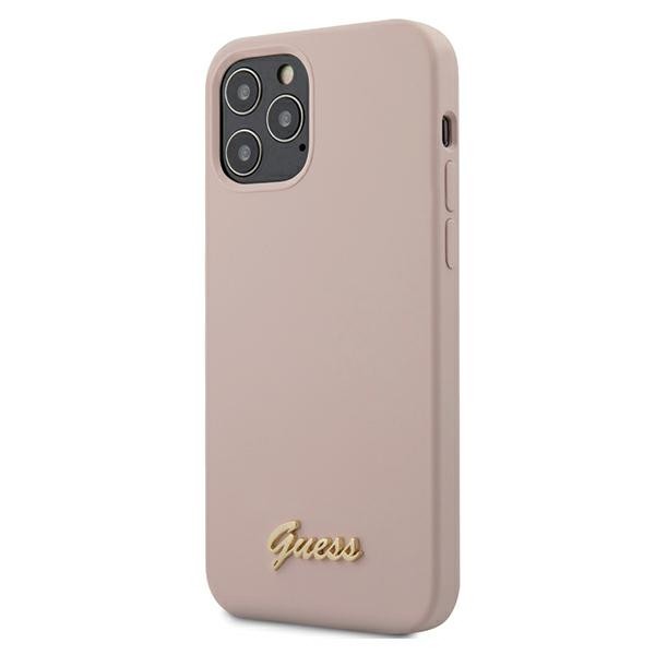 Husa Premium Originala Guess iPhone 12 / iPhone 12 Pro ,colectia Silicon Script Logo ,roz – Guhcp12mlslmglp colectia imagine noua 2022