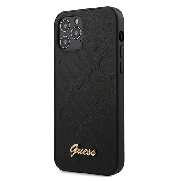 Husa Premium Originala Guess iPhone 12 / iPhone 12 Pro ,colectia Iridescent Love , Negru - Guhcp12mpuilgbk