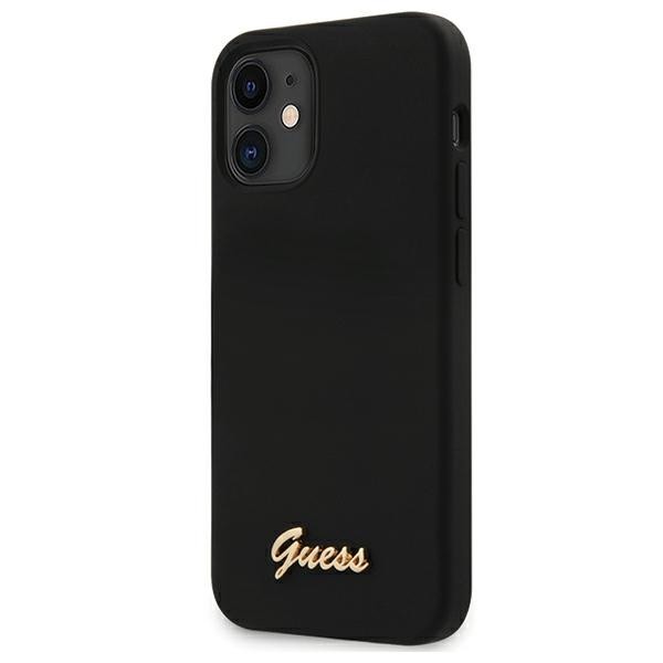 Husa Premium Originala Guess iPhone 12 Mini ,colectia Silicon Script Logo ,negru-guhcp12slslmgbk colectia imagine noua 2022