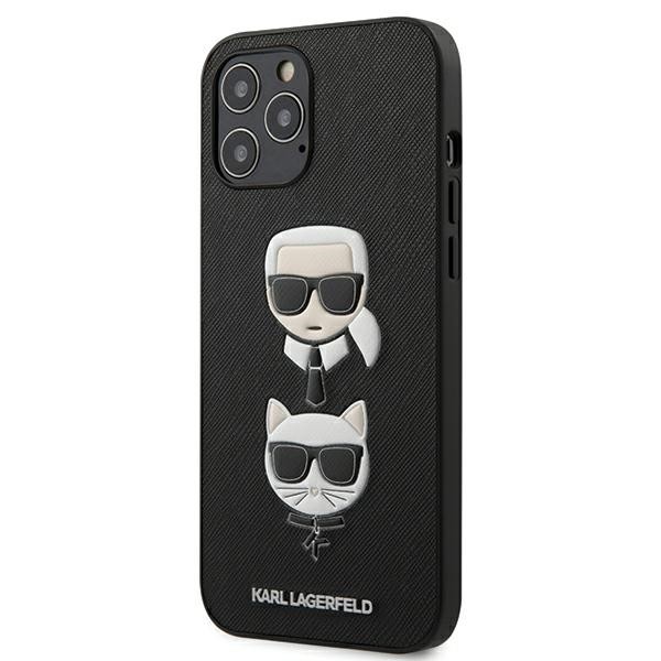 Husa Premium Karl Lagerfeld iPhone 12 Pro Max ,colectia Saffiano Karl & Choupette ,negru – Klhcp12lsakickcbk