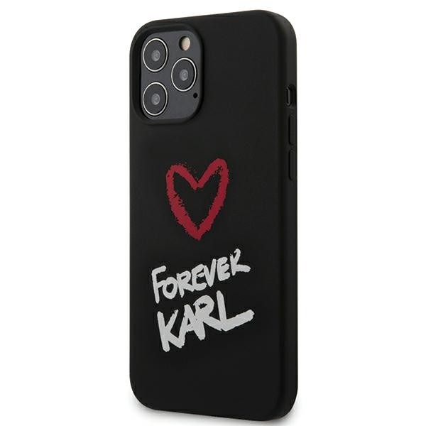 Husa Premium Karl Lagerfeld iPhone 12 Pro Max ,colectia Silicone Forever Karl ,negru – Klhcp12lsilkrbk