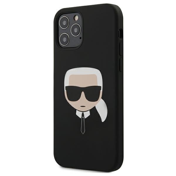 Husa Premium Karl Lagerfeld iPhone 12 / iPhone 12 Pro ,colectia Silicone Karl Head ,negru – Klhcp12mslkhbk