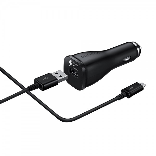 Incarcator Auto Fast Charging 15w 3.0 Original Samsung Cu Cablu Microusb ,blister -negru