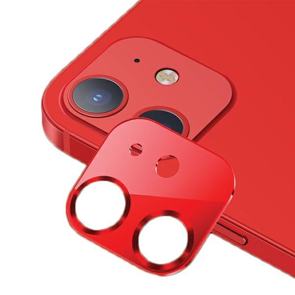 Protectie Camera Usams Metal Si Sticla Securizata Pentru iPhone 12 Mini - Rosu