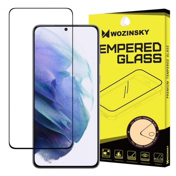 Folie Full Cover Wozinsky Case Friendly Samsung S21 Transparenta Cu Rama Neagra Adeziv Pe Toata Suprafata Foliei