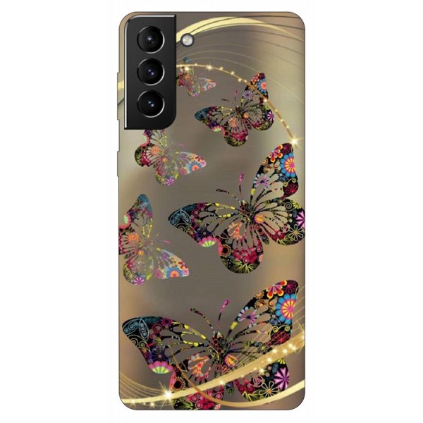 Husa Silicon Soft Upzz Print Compatibila Cu Samsung Galaxy S21 Plus Model Golden Butterflies