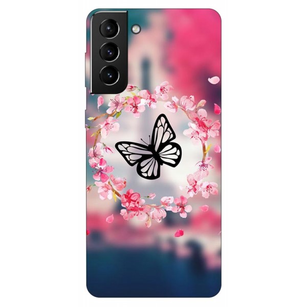 Husa Silicon Soft Upzz Print Compatibila Cu Samsung Galaxy S21 Model Butterflies