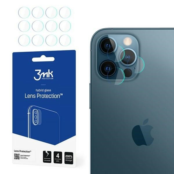 Set 4 Buc Folie Nano Glass Pentru Camera 3mk iPhone 12 Pro, Transparenta 3MK imagine noua 2022