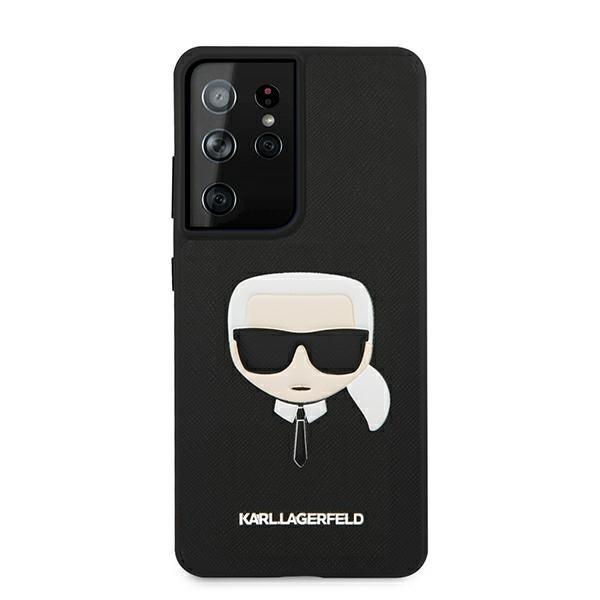 Husa Premium Originala Karl Lagerfeld Compatibila Cu Samsung Galaxy S21 Ultra, Colectia Saffiano Karl Head, Negru - 96718