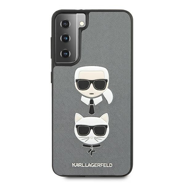 Husa Premium Originala Karl Lagerfeld Compatibila Cu Samsung Galaxy S21+ Plus, Colectia Saffiano Karl Si Choupette, Gri - 6763