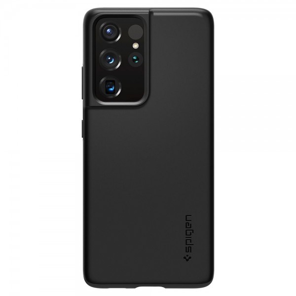Husa Premium Spigen Thin Fit Pentru Samsung Galaxy S21 Ultra, Negru, Policarbonat geekmall.ro imagine noua tecomm.ro