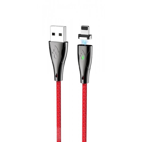 Cablu Incarcare Hoco Blaze Cu Cap Magnetic Detasabil, Compatibil Cu Device-uri Cu Mufa Lightning, Rosu U75