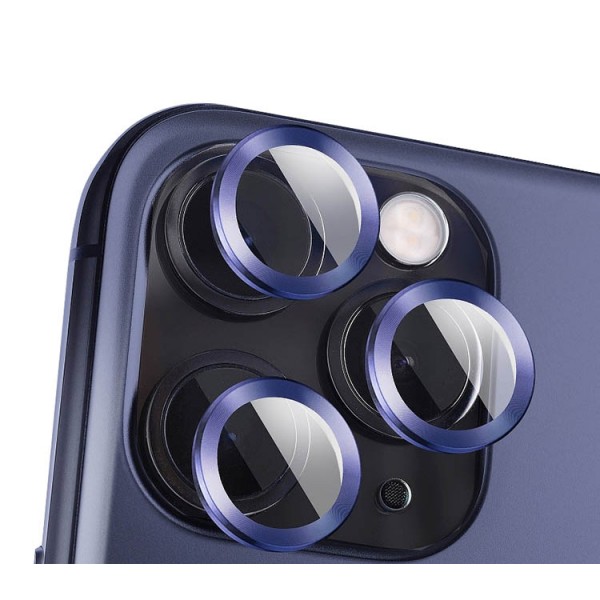 Protectie Premium Mr. Monkey Pentru Camera Din Aluminiu Si Sticla Securizata Compatibila Cu iPhone 12 Pro – Albastru
