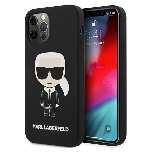 Husa Premium Karl Lagerfeld Compatibila Cu iPhone 12 Pro Max, Colectia Silicone Iconic, Negru - Klhcp12lslfkbk