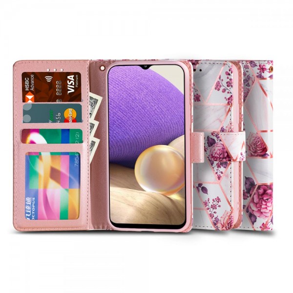 Husa Flip Carte Upzz Tech Wallet Compatibila Cu Samsung Galaxy A32 5g, Floral Rose geekmall.ro imagine noua tecomm.ro