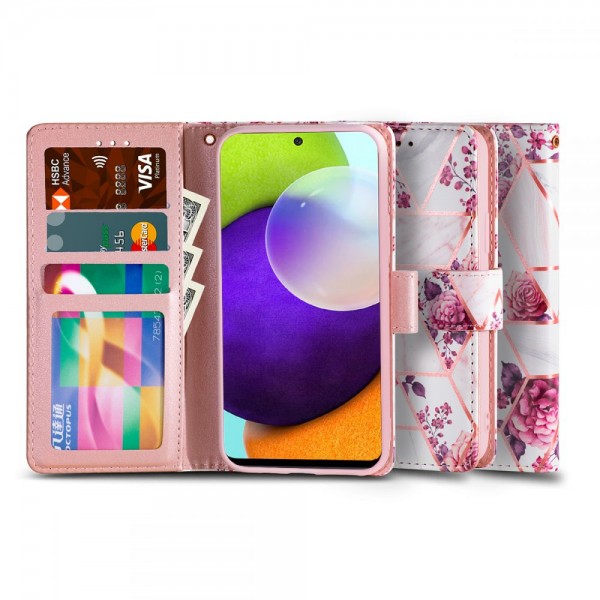 Husa Flip Carte Upzz Tech Wallet Compatibila Cu Samsung Galaxy A52 / A52 5g, Floral Rose geekmall.ro imagine noua tecomm.ro