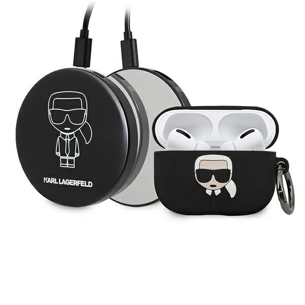 Husa Si Baterie Externa Premium Karl Lagerfeld Pentru Airpods Pro, Negru