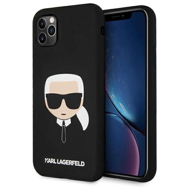 Husa Spate Premium Karl Lagerfeld Compatibila Cu iPhone 11, Colectia Karl Head, Negru - 03326