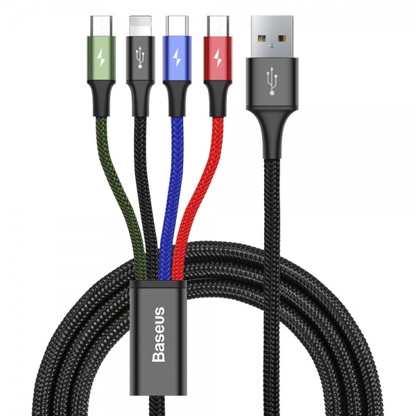 Cablu Date Premium Baseus Cu 4 Mufe 1 X Lightning ,2 X Microusb ,1 X Type-c 3,5a ,1,2m - Ca1t4-c01