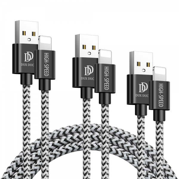 Set 5 Cabluri Duxducis K-one Cu Mufa Lightning 2 X 1m, 2 X 2m, 1 X 3m, 2a, Negru DuxDucis imagine noua tecomm.ro