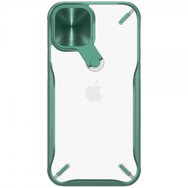 Hus Premium Nillkin Cyclops Compatibila Cu iPhone 12 / 12 Pro, Protectie La Camera Si Kickstand, Verde