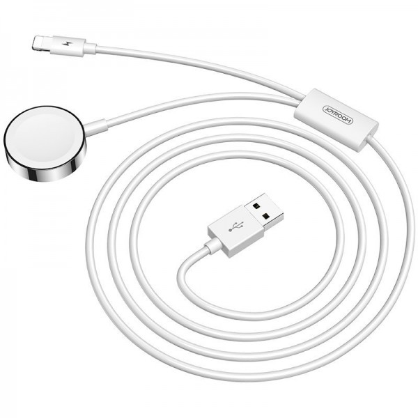 Cablu Date Incarcare Joyroom 2 In 1, 1 X Lightning , 1 X Apple Watch, 1.5m, Husa Inclusa, Alb S-iw002s