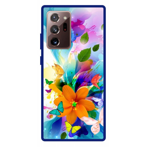 Husa Premium Spate Upzz Pro Anti Shock Compatibila Cu Samsung Galaxy Note 20 Ultra, Model Painted Butterflies 2, Rama Albastra