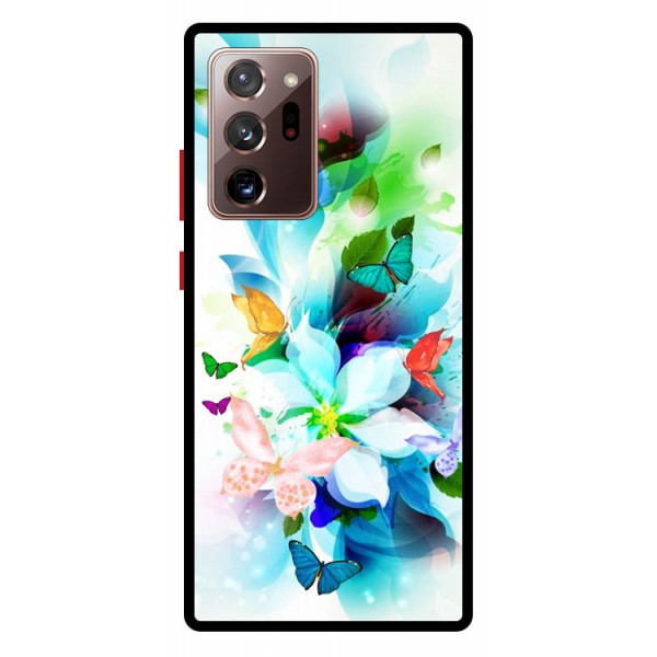 Husa Premium Spate Upzz Pro Anti Shock Compatibila Cu Samsung Galaxy Note 20 Ultra, Model Painted Butterflies, Rama Neagra