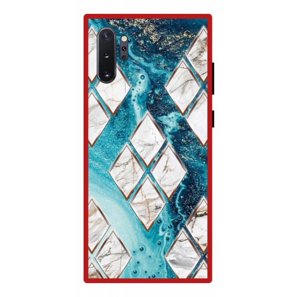 Husa Premium Spate Upzz Pro Anti Shock Compatibila Cu Samsung Galaxy Note 10+ Plus, Model Marble 1, Rama Rosie