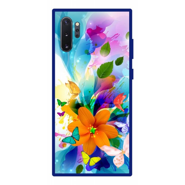 Husa Premium Spate Upzz Pro Anti Shock Compatibila Cu Samsung Galaxy Note 10+ Plus, Model Painted Butterflies 2, Rama Albastra