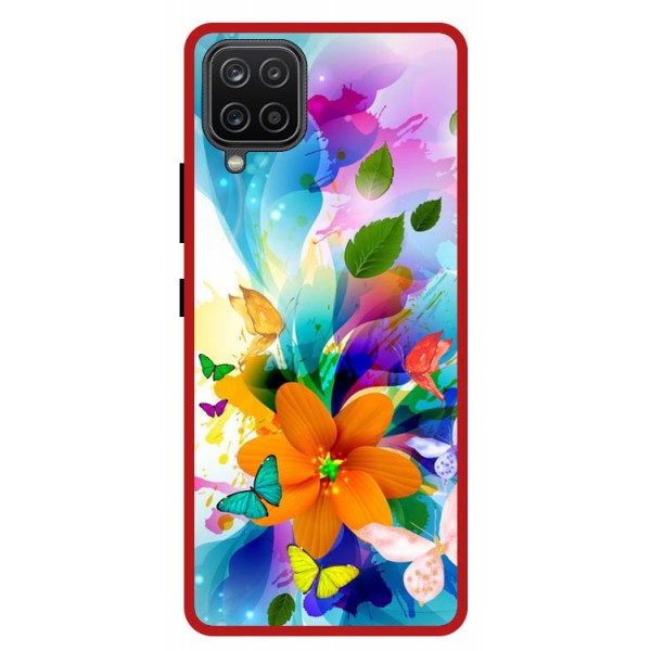 Husa Premium Spate Upzz Pro Anti Shock Compatibila Cu Samsung Galaxy A42 5g, Model Painted Butterflies 2, Rama Rosie geekmall.ro imagine noua tecomm.ro