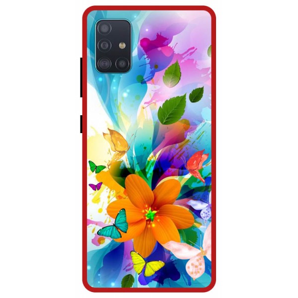 Husa Premium Spate Upzz Pro Anti Shock Compatibila Cu Samsung Galaxy A51 5g, Model Painted Butterflies 2, Rama Rosie geekmall.ro imagine noua tecomm.ro