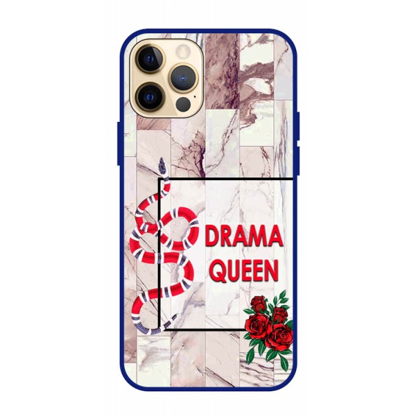 Husa Premium Spate Upzz Pro Anti Shock Compatibila Cu iPhone 12 Pro, Model Drama Queen, Rama Albastra