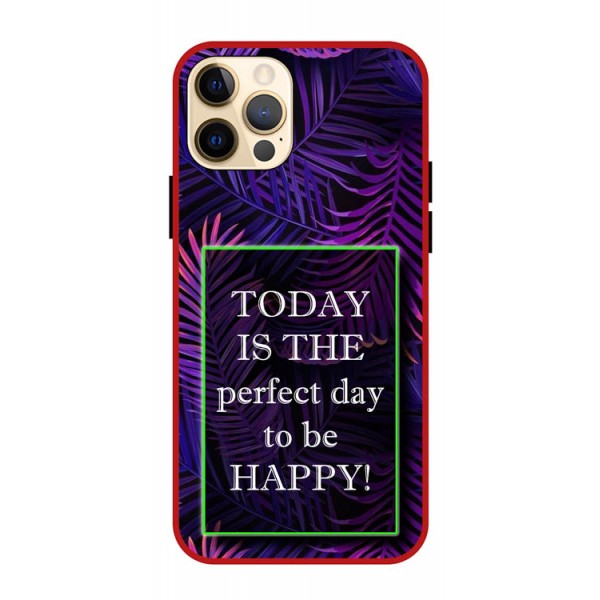 Husa Premium Spate Upzz Pro Anti Shock Compatibila Cu iPhone 12 Pro, Model Perfect Day, Rama Rosie