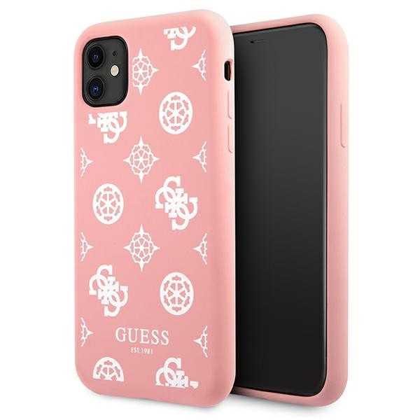 Husa Spate Premium Guess Compatibila Cu iPhone 11, Colectia Peony, Roz Alb – 5825