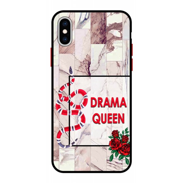 Husa Premium Spate Upzz Pro Anti Shock Compatibila Cu iPhone X – Xs, Model Drama Queen, Rama Neagra