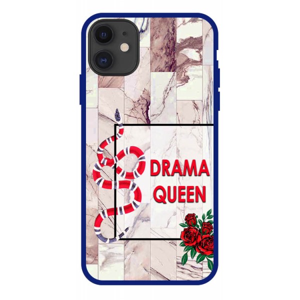 Husa Premium Spate Upzz Pro Anti Shock Compatibila Cu iPhone 11, Model Drama Queen, Rama Albastra