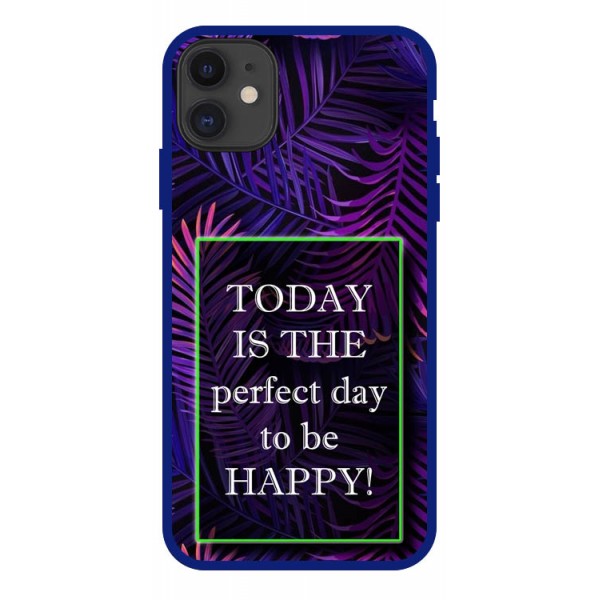 Husa Premium Spate Upzz Pro Anti Shock Compatibila Cu iPhone 11, Model Perfect Day, Rama Albastra