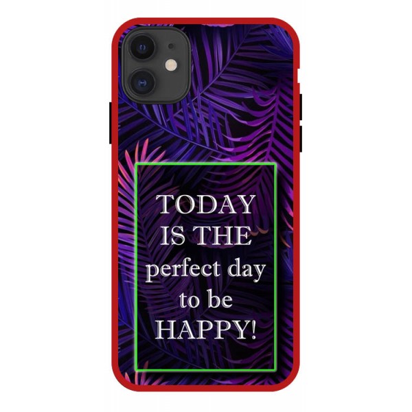 Husa Premium Spate Upzz Pro Anti Shock Compatibila Cu iPhone 11, Model Perfect Day, Rama Rosie