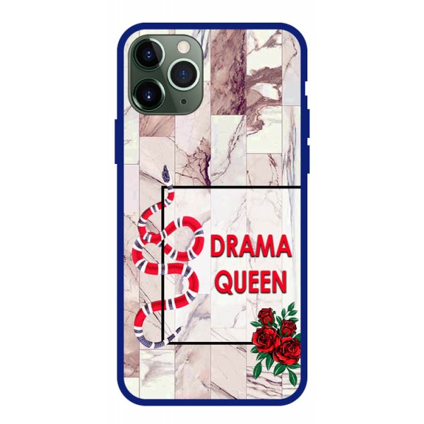 Husa Premium Spate Upzz Pro Anti Shock Compatibila Cu iPhone 11 Pro, Model Drama Queen, Rama Albastra
