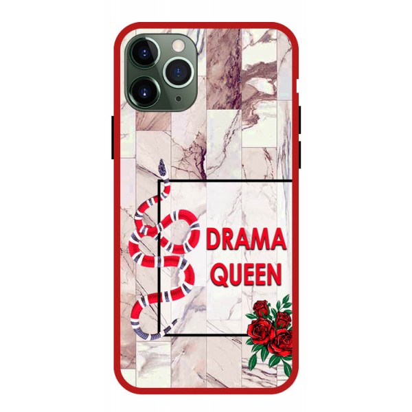 Husa Premium Spate Upzz Pro Anti Shock Compatibila Cu iPhone 11 Pro, Model Drama Queen, Rama Rosie