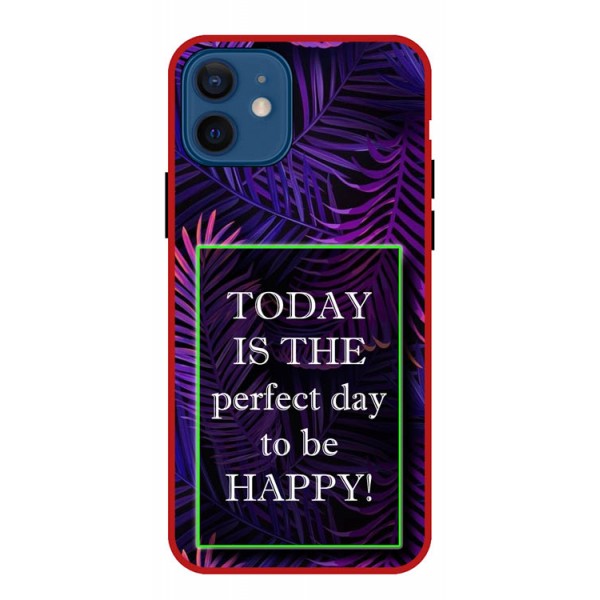 Husa Premium Spate Upzz Pro Anti Shock Compatibila Cu iPhone 12 Mini, Model Perfect Day, Rama Rosie
