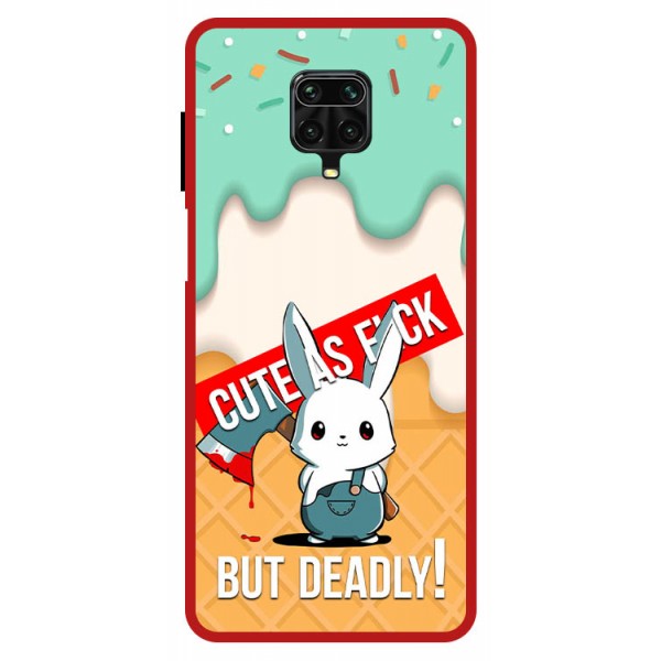 Husa Premium Spate Upzz Pro Anti Shock Compatibila Cu Xiaomi Redmi Note 9 Pro, Model Cute Bunny, Rama Rosie