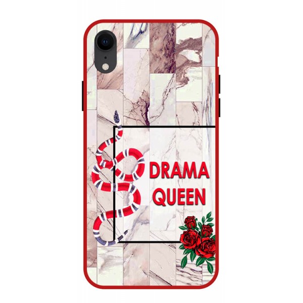 Husa Premium Spate Upzz Pro Anti Shock Compatibila Cu iPhone Xr, Model Drama Queen, Rama Rosie