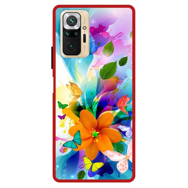 Husa Premium Spate Upzz Pro Anti Shock Compatibila Cu Xiaomi Redmi Note 10 Pro, Model Painted Butterflies 2, Rama Rosie itelmobile.ro imagine noua 2022
