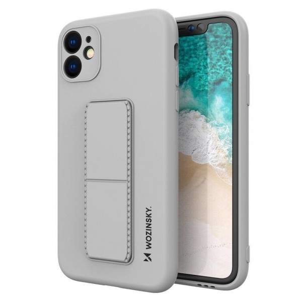 Husa Spate Wozinsky Compatibila Cu iPhone 7 / 8 / Se 2 ( 2020 ), Cu Stand Metalic Pe Spate, Protectie La Camera - Gri