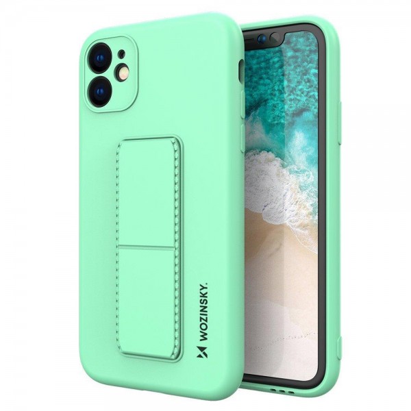 Husa Spate Wozinsky Compatibila Cu iPhone 7 / 8 / Se 2 ( 2020 ), Cu Stand Metalic Pe Spate, Protectie La Camera - Verde Menta