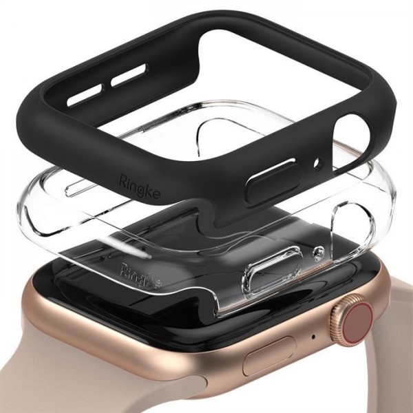 Set 2 X Husa Ringke Slim Compatibila Cu Apple Watch 4/5/6/se 40mm, 1 X Negru, 1 X Transparenta