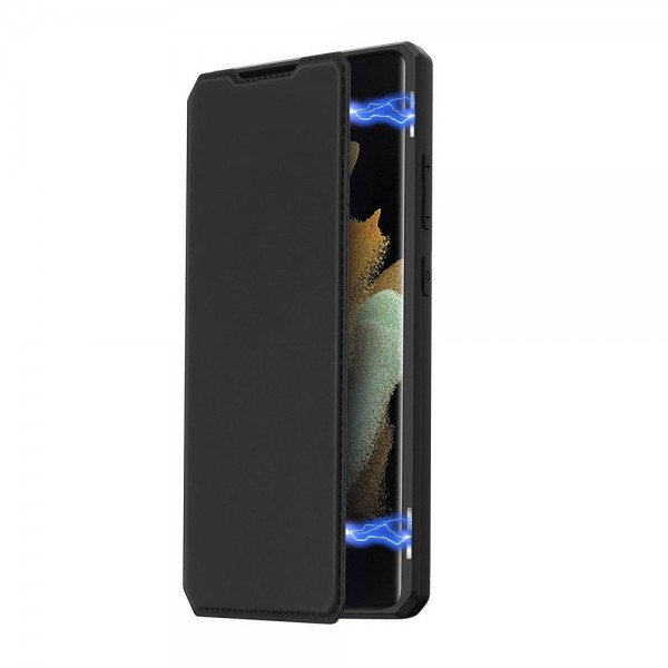 Husa Premium Flip Cover Duxducis Skin X Compatibila Cu Samsung Galaxy S21 Ultra, Negru