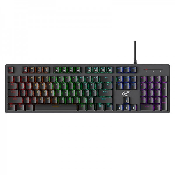Tastatura gaming mecanica Havit Gamenote KB858L cu fir de 1.65m, conexiune USB, iluminat RGB, Negru - 9034443